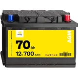 Denagi 70Ah Autobatterie AGM 12V Hohe Startleistung 700A Wartungsfrei