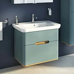 Vitra Sento Waschtisch-Möbel-Set 65877 78x48,5x68,5cm, 2 Vollauszüge, fjordgrün matt, Dekor