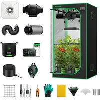 VIVOSUN GIY Growzelt Komplettset 80x80x160cm 150W Vollspektrum Grow Lampe mit Automatischer Ventilation und Zirkulation Smart Grow Tent Kit mit GrowHub E42A Controller