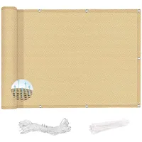 YUANZHI Balkon Sichtschutz 55 x 250 cm Windschutz Staubschutz Schattiernetz Sichtschutz Windschutz mit Ösen und Kabelbinder für Balkon Garten im Freien, Sandgelb