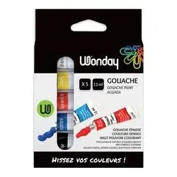 Wonday Gouachefarbe 12 ml, farbig sortiert, 5er Etui