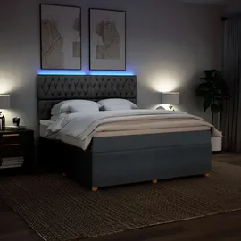 vidaXL Boxspringbett 180 x 200 cm Dunkelgrau