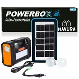 MAVURA POWERBOX Solar Power Station mit Solarpanel Solargenerator Powerstation, Mini Akku Kraftwerk Powerbank mit LED Leuchten tragbar