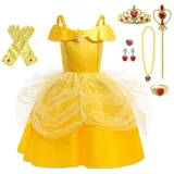 Lito Angels Prinzessin Belle Kostüm Kleid mit Zubehör, Die Schöne und das Biest Verkleidung für Kinder Mädchen Größe 4-5 Jahre 110, Stile A