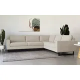 PLACES OF STYLE Ecksofa »Pinto, XXL, 250/290 cm, langer Schenkel, Ottomane«, Cord, Chenille, Lederoptik, mit Keder, Metallfüße, Wellenunterfederung beige