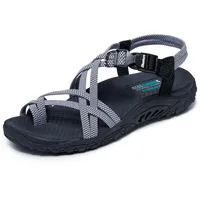 Skechers Damen Zehensandale Sportsandale, Schwarz/Weiß, 41 EU - 41 EU