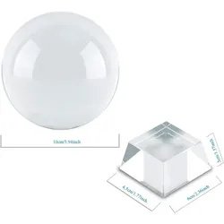 Intirilife Glaskugel mit Ständer in KRISTALL KLAR 100. mm - Kristallkugel mit Glasständer perfekt geeignet für Fotografie