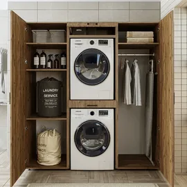 roomartstore.de Duo Waschmaschinenschrank 187 cm Weiß Holz, Spanplatte