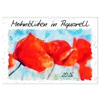 Calvendo Mohnblüten in Aquarell (Wandkalender 2026 DIN A3 quer),