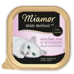 Miamor Milde Mahlzeit Geflügel pur & Schinken 64x100 g