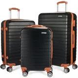 BRUBAKER Kofferset Paris - Hartschalen Koffer Set mit Handgepäck, 4 Rollen, (M, L und XL), 3 tlg., Komfort Hartschalenkofferset), Reisekoffer Trolleys mit Zahlenschloss, 4 Rollen und Tragegriffen braun|schwarz