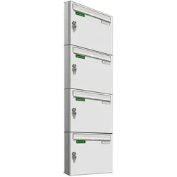 AL Briefkastensysteme 4 x Basic Wand Briefkasten RAL Farbe 9016 Verkehrs Weiss für Post A4, wetterfest, Artikelnummer: 431P4EA1P9016