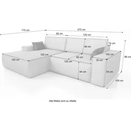 mebloland Ecksofa TOR mit Schlaffunktion. Farbe: Graphite. - Dunkelgrau