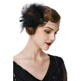 BABEYOND 1920s Stirnband Feder Damen 20er Jahre Stil Flapper Charleston Haarband Great Gatsby Damen Fasching Kostüm Accessoires Schwarz