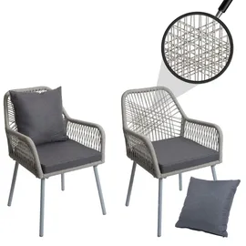 Proregal Gartenstuhl Aluminium Dunkelgrau 2er Set