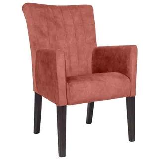 Armlehnstuhl »King«, Samtvelours, Esszimmerstuhl, Beingestell Massivholz, Eiche oder Buche wengefarben rot