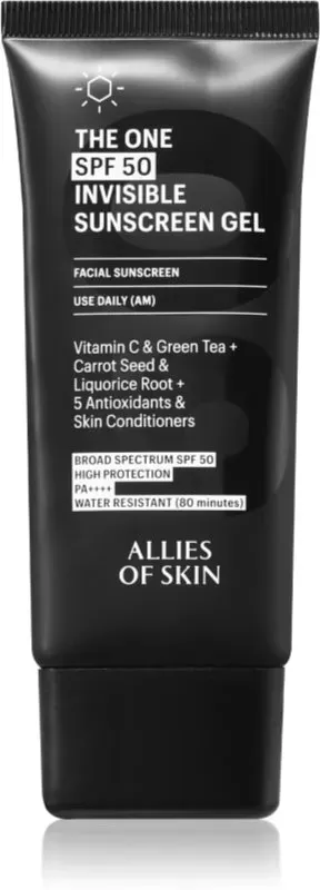 Allies of Skin The One Invisible Suncscreen Gel unsichtbares Gel zum Mattieren SPF 50 50 ml