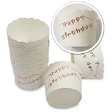Frau WUNDERVoll® 25 MUFFIN BACKFORMEN Happy Birthday rosegold Durchmesser 6,1 cm/Muffinbackform, Muffinform, Backformen, Backförmchen, Cupcake Formen, Muffin Förmchen Papier