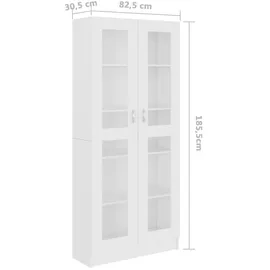 vidaXL Vitrinenschrank 82,5 x 30,5 x 185,5 cm Weiß