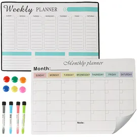 Relaxdays Whiteboard für Kühlschrank 30 cm x 42 cm Weiß/Schwarz/Türkis