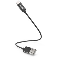 Hama Ladekabel Nylon USB-A/USB-C 0.2m Schwarz