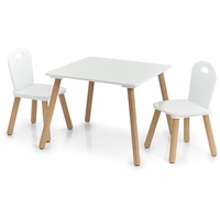 Zeller Kinder-Sitzgarnitur Scandi, 3-TLG, Holz, Tisch: 55x55x43,5 cm Stuhl: 28x28x50 cm 13501