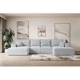 altdecor Eckcouch Cord 6-Sitzer Grau
