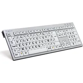 LogicKeyboard LargePrint Tastatur, XL-Print Slim Alu on (PC) Silber/Weiß/Schwarz
