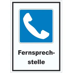 Fernsprechstelle Telefon Symbol und Text Aufkleber A6 (105x148mm)
