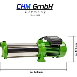 CHM GmbH Kreiselpumpe 400 Volt Edelstahl 11 Bar 6000 L/h Gartenpumpe 2,2 Kw