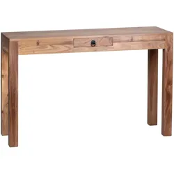 Kadima Design Konsolentisch ``Nako``: Landhausstil, Schublade, Akazienholz, 40 cm Tiefe, vielseitig einsetzbar. Beige, 120x40x70 cm