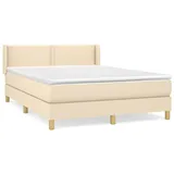 vidaXL Boxspringbett mit Matratze Creme 140x200 cm Stoff