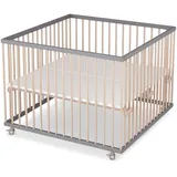 Sämann Laufgitter mit Matratze Cloud Air - grau/natur - Premium Kollektion | Gr.: 100x100 cm