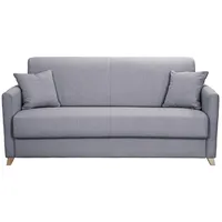 Skandinavische Schlafcouch hellgrau mit Matratze 18 cm 3-Sitzer SKANDY