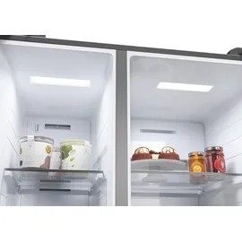 Haier - Amerikanischer kühlschrank 90,5 cm, 601 l, belüftet, platin HSW59F18EIMM