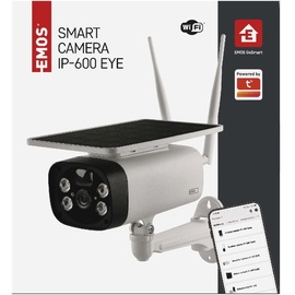 EMOS GoSmart Outdoor IP Kamera mit WiFi und Solarpanel, IP-600 EYE, batteriebetrieben (1920 x 1080 Pixels), Netzwerkkamera, Weiss