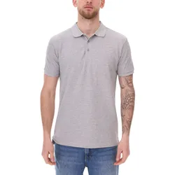 SANTINO Mika Herren Polo-Shirt aus Bio-Baumwolle Polo-Hemd mit 3er Knopfleiste Kurzarm-Shirt meliert 210 gr/m2 Grau - S