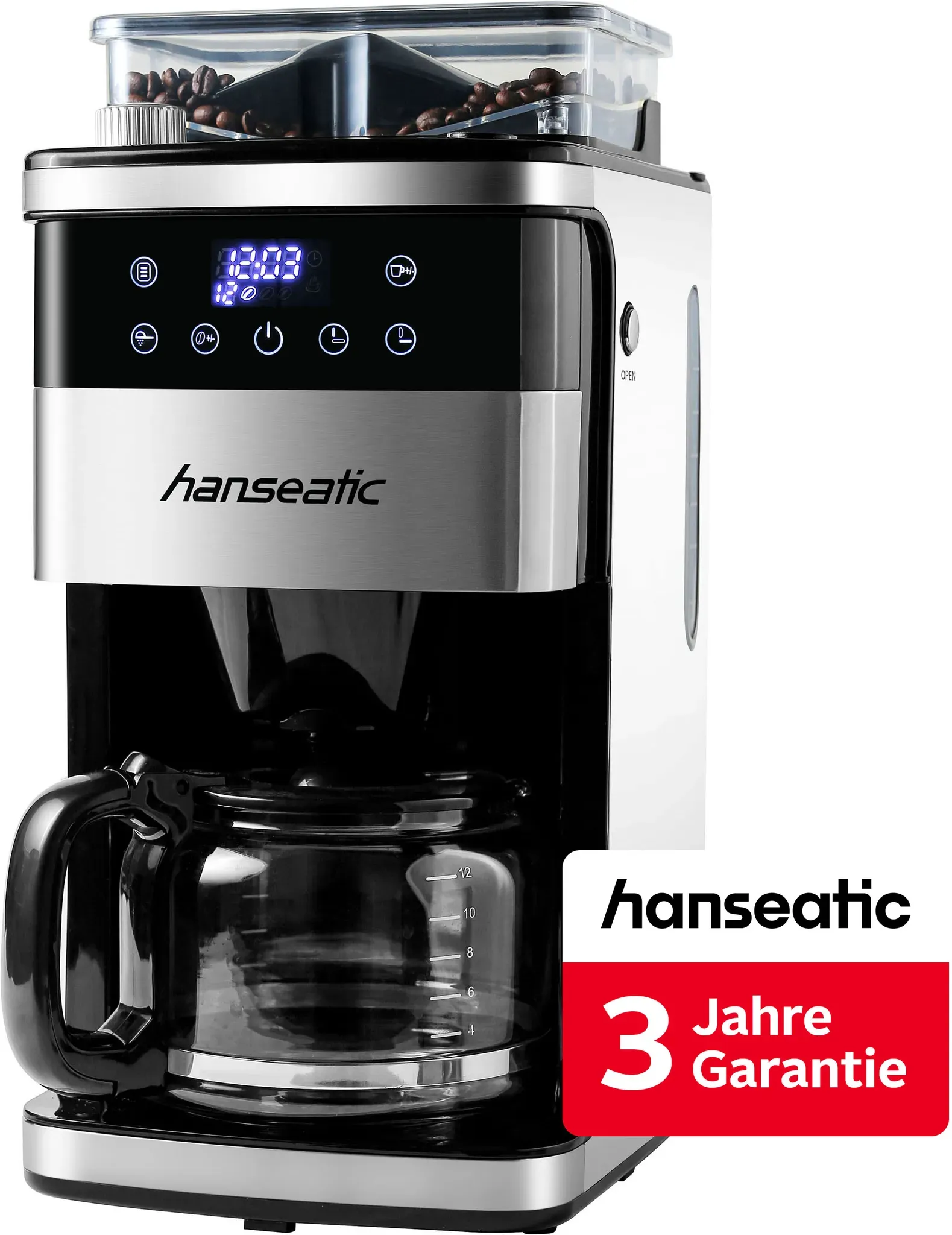 HANSEATIC Kaffeemaschine mit Mahlwerk 