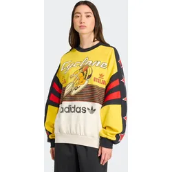 Sweatshirt ADIDAS ORIGINALS "CYCLING CREW", Damen, Gr. S, eqt gelb, cloud weiß, schwarz, Obermaterial: 100% Baumwolle, sportlich, Sweatshirts, Oversize - Sweat mit auffälligem Grafiken,Vintage-Radsport-Vibe