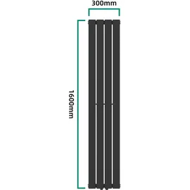 neu.haus Designheizkörper Nore Schwarz 160x30cm Einlagig 540W