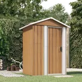 SECOLI Geräteschuppen Klein Metall Gerätehaus Braun 126x97,5x177 cm Gartenschrank Wetterfest Outdoor Schrank Gartenhütte Terrassenschrank Metall Geräte Schuppen Verzinkter Stahl