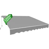 UISEBRT 360 X 300 cm Gelenkarmmarkise Aluminium Markise Klemmarkise Sonnenmarkise Balkonmarkise Sonnenschutz Handkurbel Hellgrau - Hellgrau
