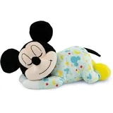 CLEMENTONI Disney Baby Mickey Plüschfigur - Schlafender Baby Mickey mit Licht und Sound, Super-weiches Plüschtier, Beruhigendes Nachtlicht für Babys, Ab 0 Monaten