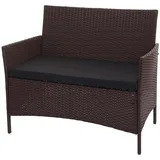 MCW Poly-Rattan Gartenbank Hamar Braun-meliert Kissen Schwarz