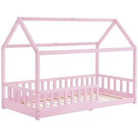 Juskys Kinderbett Marli 90 x 200 cm Kiefer massiv rosa