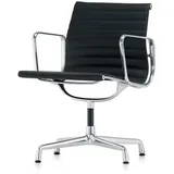 Vitra Besucherstuhl Alu-Chair Leder Premium F schwarz, Designer Charles & Ray Eames, 57.5x83x59 cm