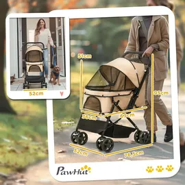 PawHut Hundebuggy Hundewagen 76,5 x 52 x 95 cm Braun onesize