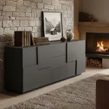 Dmora Kommode Yoel Wohnzimmer-Buffet 220 x 44 x 86 cm ANTHRAZIT