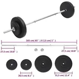 vidaXL Langhantel mit Gewichten Set 30 kg rot