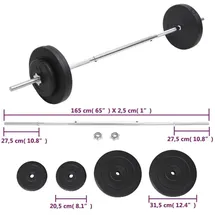 vidaXL Langhantel mit Gewichten Set 30 kg rot